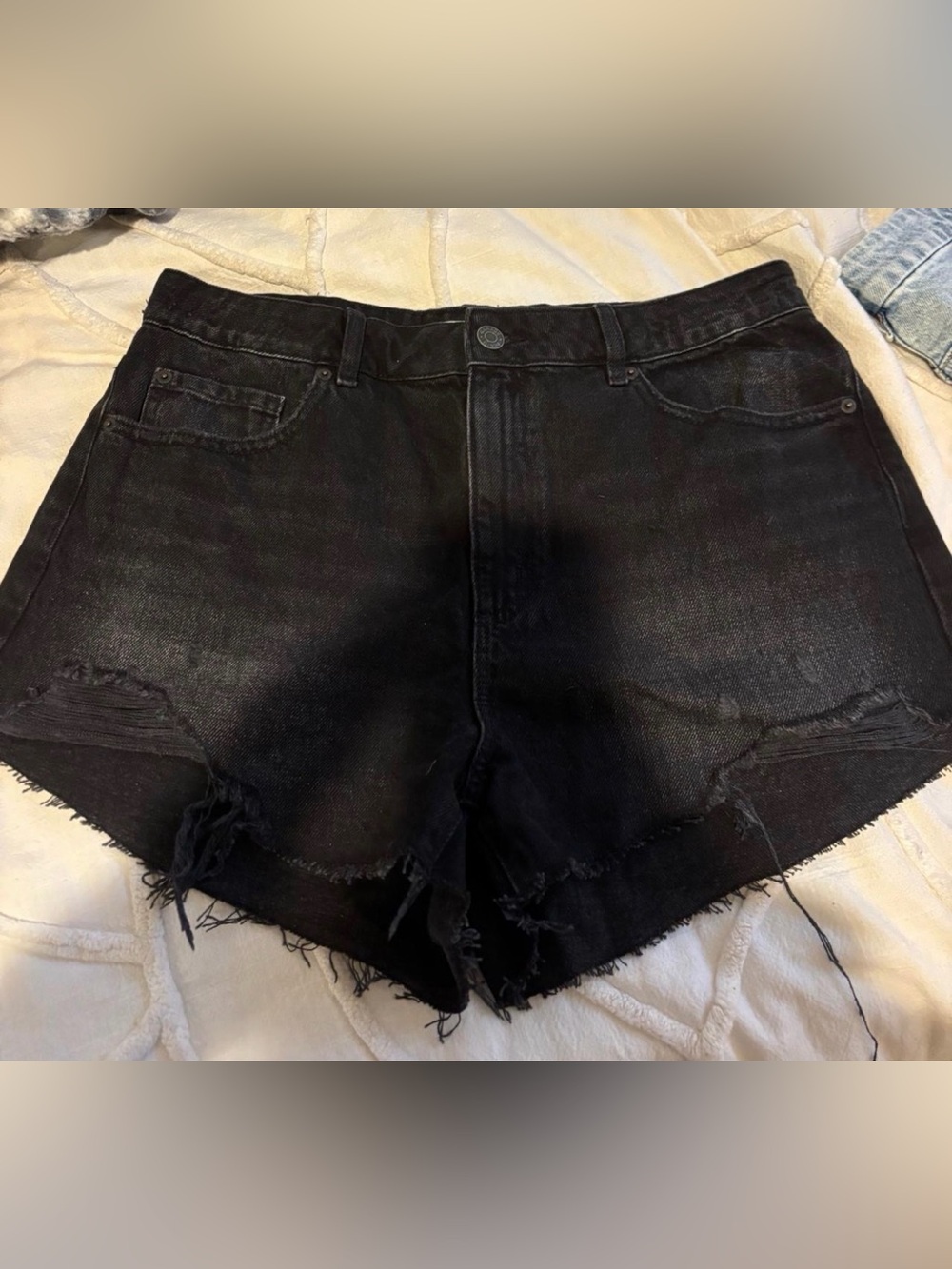 Black garage jean shorts